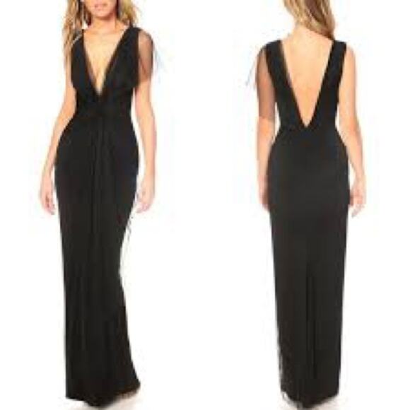 KATIE MAY Olivia Black Lace Mesh Formal Maxi Gown Dress XL - Picture 1 of 8